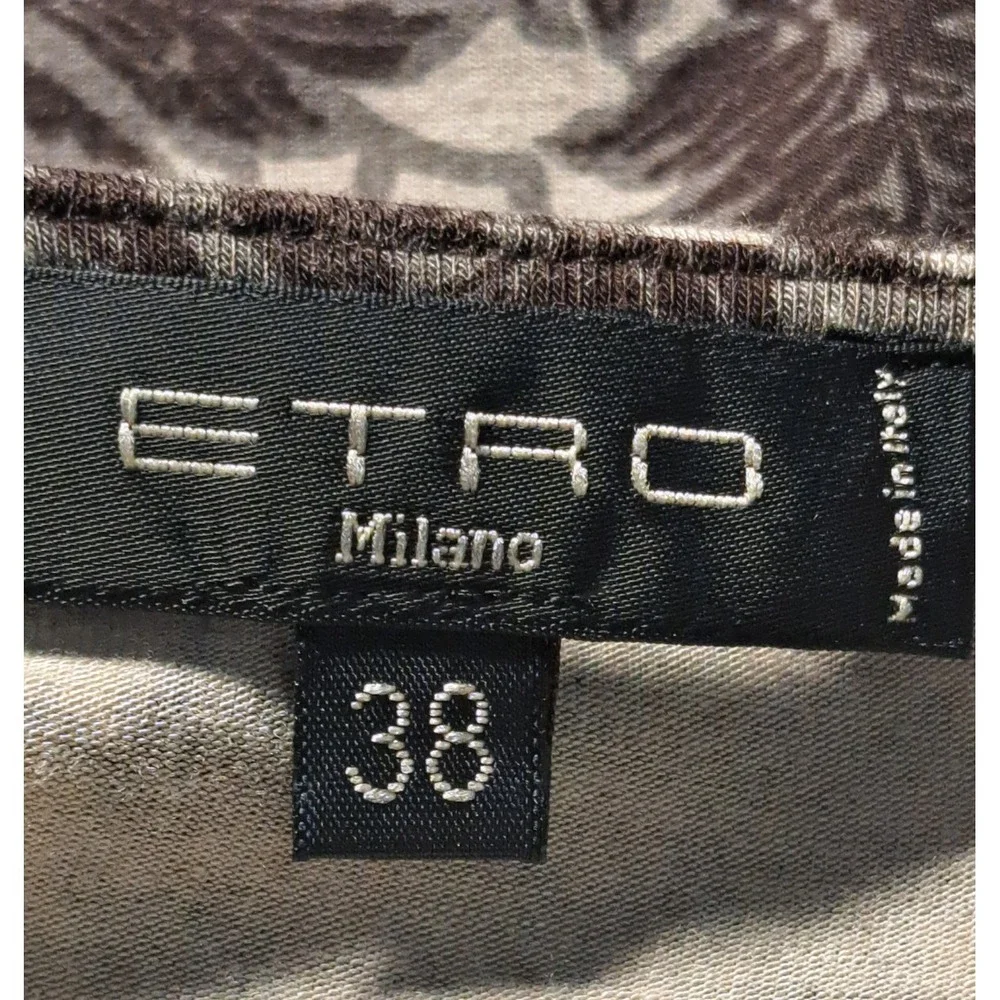ETRO Blouse Size 38 Faux‎ Wrap Ballerina Beige Brown Attached Long Belt